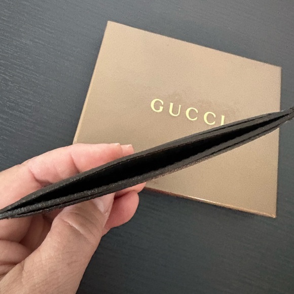 GUCCI GG Supreme Canvas w Leather trim compact card holder beige/ebony - Picture 8 of 15